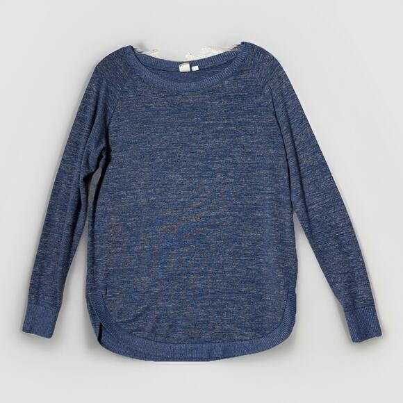 GAP Women's Softspun Raglan Pullover Sweater Blue Heather Rayon Knit Sz XS - Picture 1 of 8